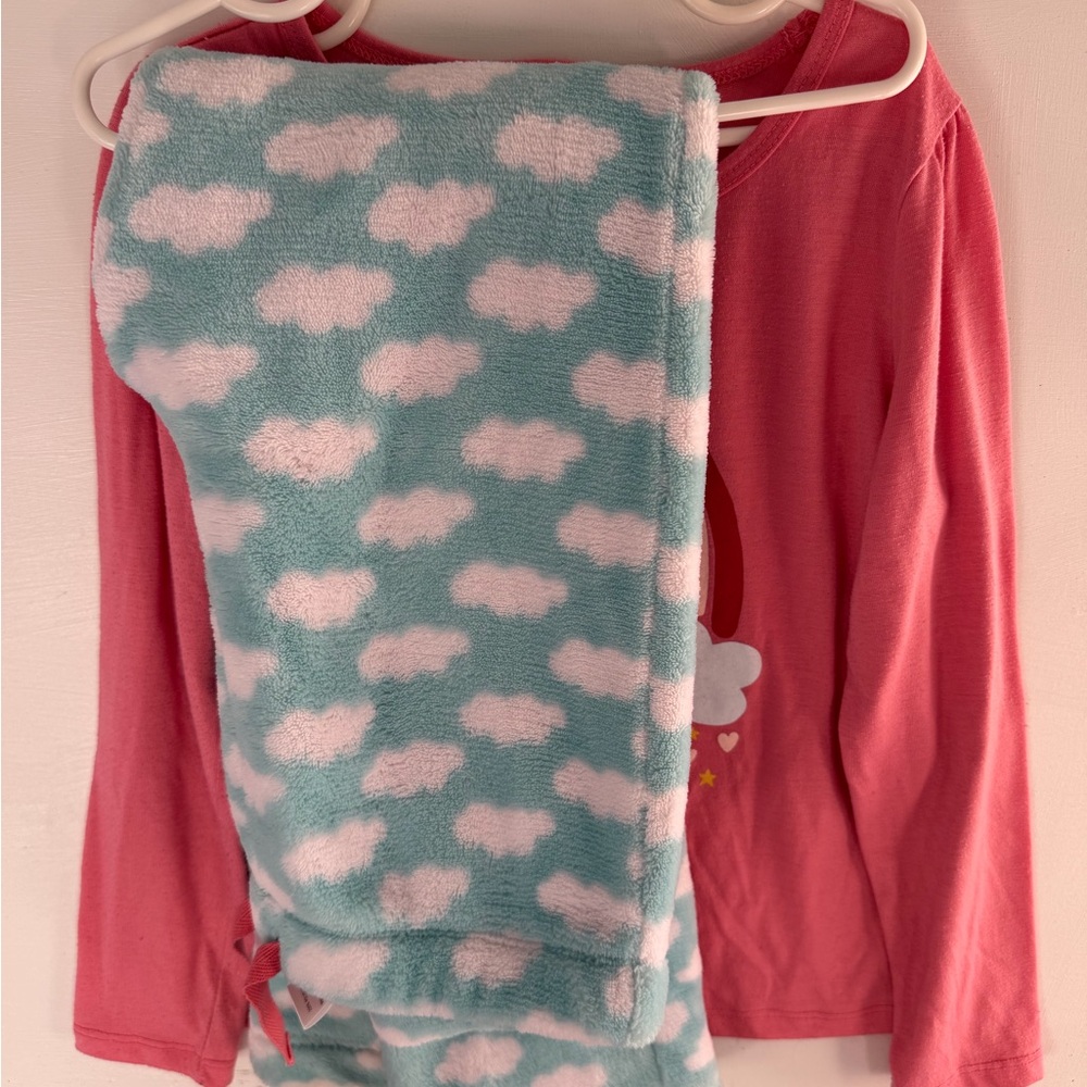 Tucker + Tate Pink Long-Sleeve Top with Mint Cloud Fleece Pants